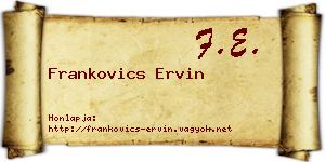 Frankovics Ervin névjegykártya