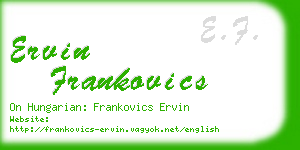 ervin frankovics business card